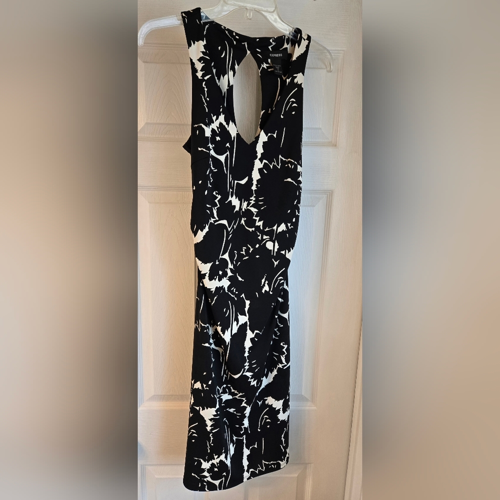 Express Black and White One Shoulder Sheath Dress